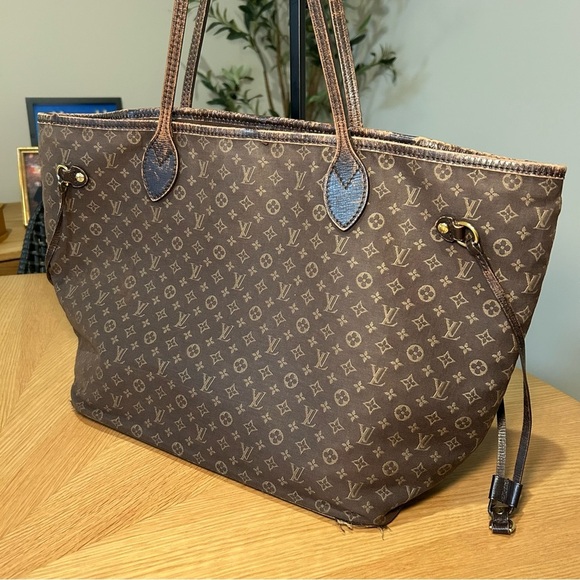Authentic Louis Vuitton Monogram Mini Lin Neverfull Chocolate Brown Bag - Picture 3 of 17
